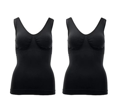 Rhonda Shear 2er Pack Seamless Tank mit herausnehmbaren Pads schwarz Größe L