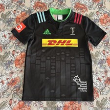 Harlequins 2015/16 Big Game Rugby Jersey Kids 11-12 Years M Adidas Black DHL