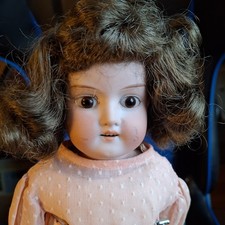 Armand Marseille 370 Doll Antique 15" Bisque Cloth German Brunette Brown Eyes