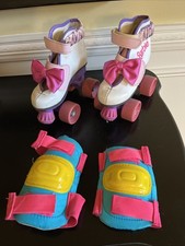 vintage 90s Brookfield Barbie Skates child size 10 with playskool knee pads