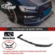 For Audi A3 S3 S-Line 8V 2013-16 Glossy Black Front Bumper Lip Splitter Spoiler