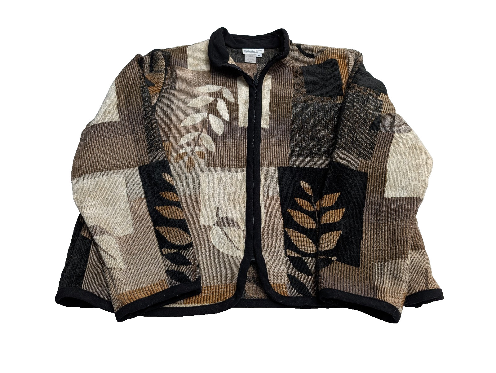 Coldwater Creek Patchwork Leaf Zip Jacket Quilted… - image 1