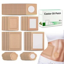 60 Pcs Castor Oil Pack Wrap Patches 4 Sizes Disposable Self-Adhesive Organic...