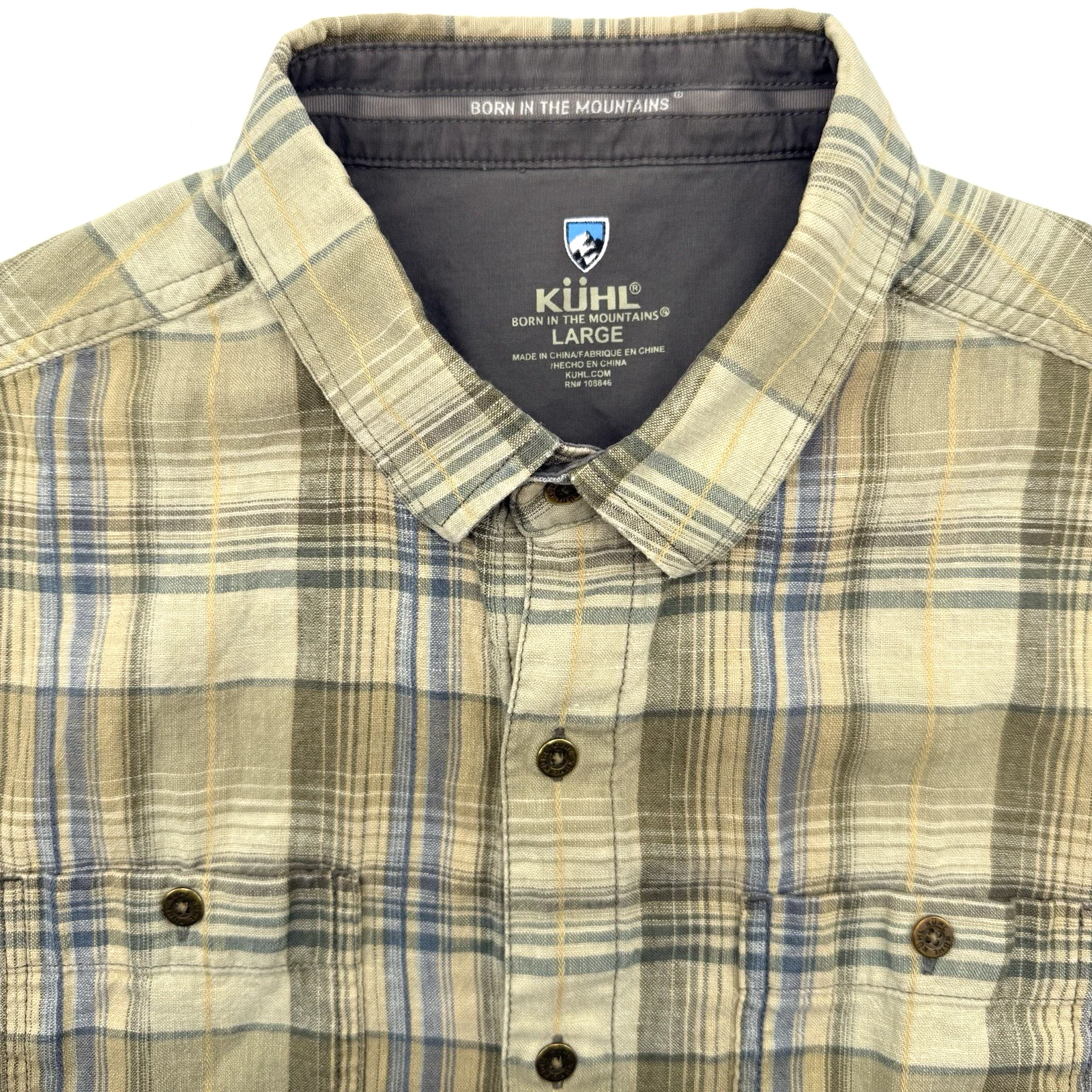 Kuhl Men's Short Sleeve Button Up Hiking Multicolor L Outdoor Fishing Striped