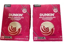 2 Pack Dunkin Polar White Chocolate Peppermint Coffee 22 K Cups Holiday Flavor