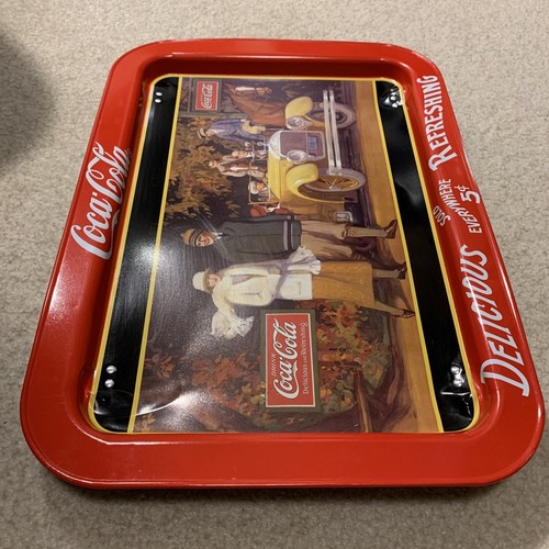 Coca-Cola Coke Touring Car Red Metal Aluminum TV Folding Legs Tray 1987 Vintage - Foto 5 di 12
