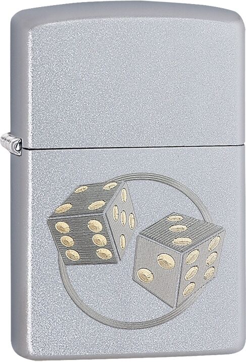 Zippo Lucky Dice Satin Chrome WindProof Lighter NEW 29412. Available Now for 20.13