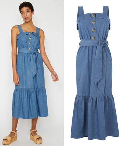 Warehouse NEW Womens Tiered Hem Midi 