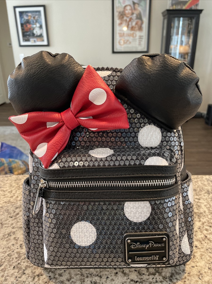 Loungefly Disney Minnie Mouse Sequin Polka Dot Mini Backpack NEW ⚫️⚪️🔴