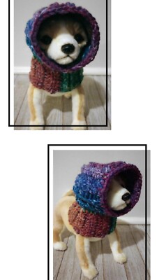 crochet handmade dog pet hood hat cat snood xs small crayon box new