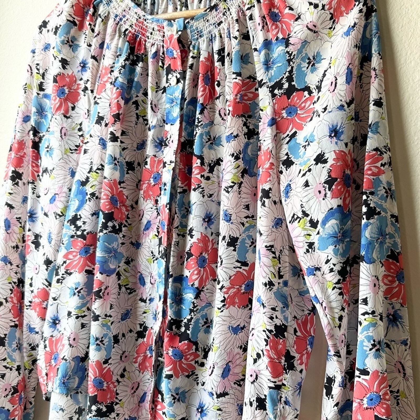 Veronica Beard Silk Madge Button Multi Floral Sil… - image 7