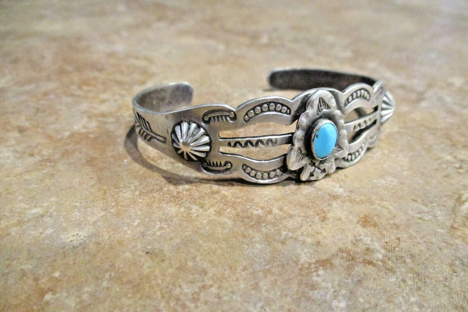 FINE OLD 1940's / 50's Navajo Sterling Turquoise … - image 5