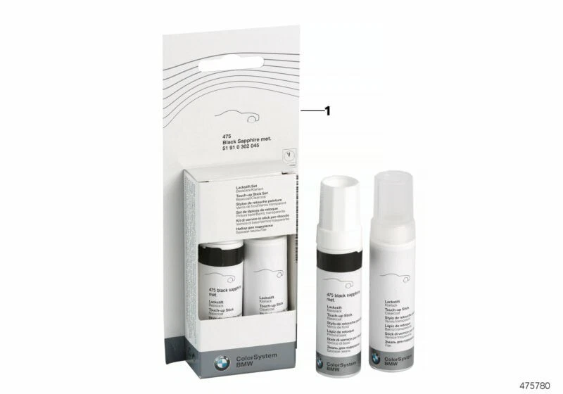 Set matite vernice colori originali BMW colore auto con vernice trasparente 2 x 12 ml