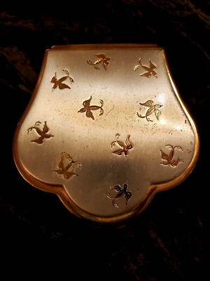 Vintage Modele Depise France Powder Compact Birds gold tone