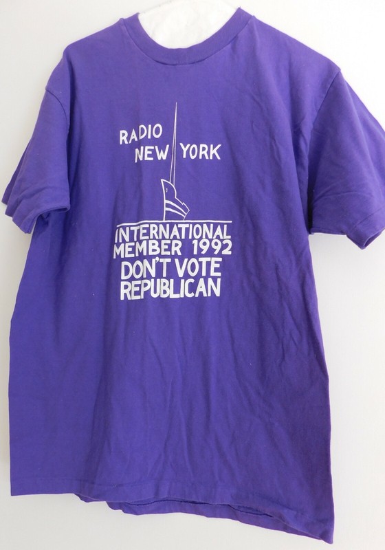 VINTAGE RARE T-SHIRT RADIO NEW YORK INTERNATIONAL MEMBER 1992 NEW LARGE 42-44