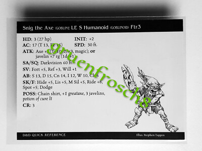  SNIG THE AXE  38 C  ARCHFIENDS 2004 D&D MINIATURES GAMES CARD LORD OF THE RINGS