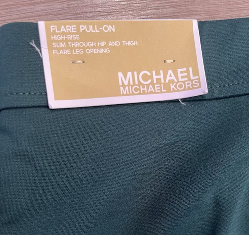 NWT Michael Kors Women’s 3X High Rise Flare Pull On Pants Dark Emerald - Picture 6 of 7
