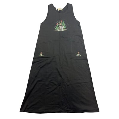 Christine Alexander Jumper Maxi Dress Women's Medium Black Snowman  Christmas NWT | eBay
