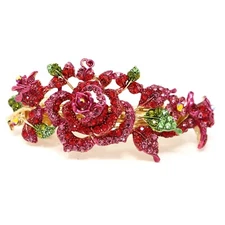 Metal hair Barrette claws clips Rose wedding bridal Rhinestones Crystal NEW 