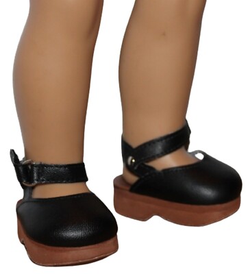 Black Leather Platform Clogs Shoes fit 18'' American Girl Size Doll
