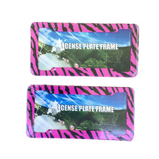 Pink Black Zebra Tiger Stripes License Plate Frames Lot Of 2
