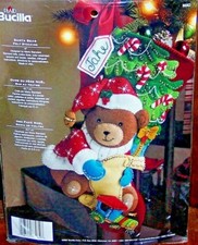 Bucilla's Teddy Santa Bear Felt Christmas Stocking Kit 18" 2007 RARE 1st Edition