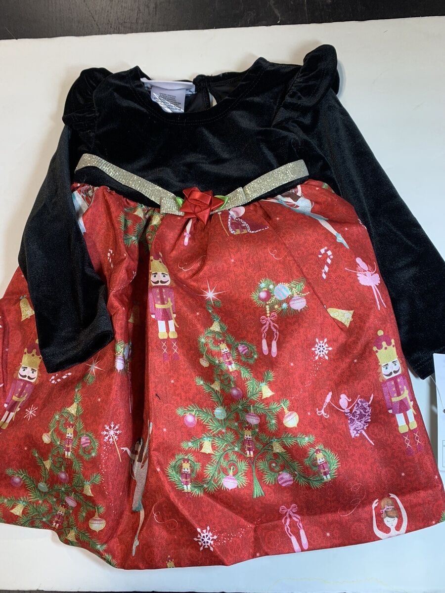 Bonnie Jean long sleeve Christmas Dress black velvet and red Bonnie Jean long sleeve Christmas Dress black velvet and red