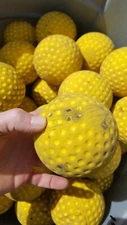 Bulk Box Used 10 Dozen (120) 12" Softball Yellow Dimpled Batting Machine Balls