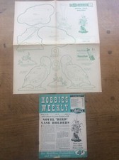 1956 Hobbies Weekly Magazine Fold out Plan Design to make bird vase