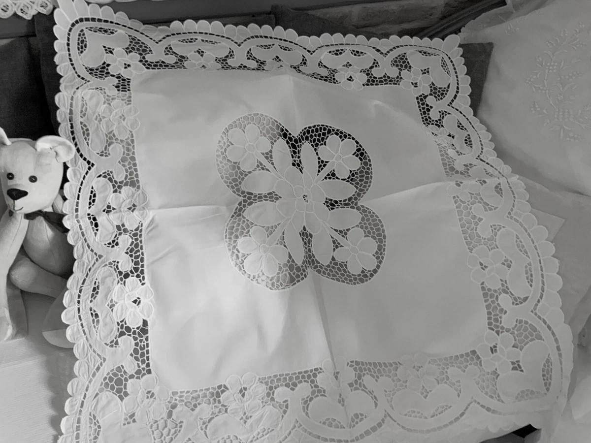 Ancienne Nappe En Lin Beige Rayée Avec Serviettes Assorties - Linge De Table Vintage