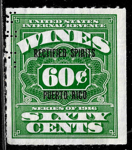 HICK GIRL- USED U.S. REVENUE STAMP 1916 SERIES 60 CENT WINE ISSUE X308 ...
