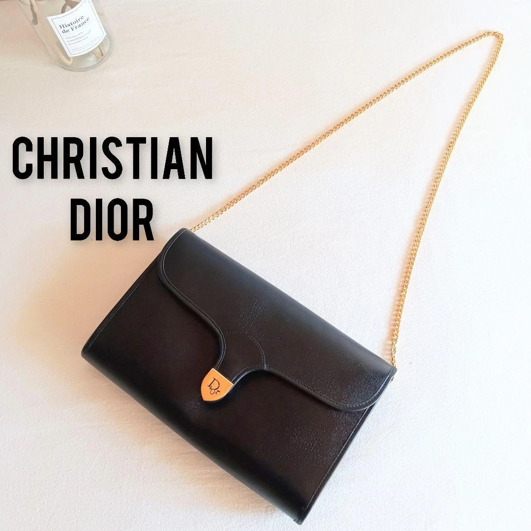 Sac bandoulière Dior vintage 2 voies chaîne cuir unisexe bandoulière pochette