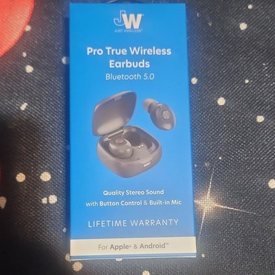 Just Wireless Pro True Wireless Earbuds Bluetooth 5.0 Controls Black