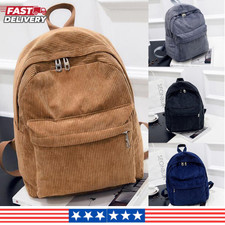 Women Corduroy Backpack Fashion Solid Color School Travel Shoulder Bag Teen