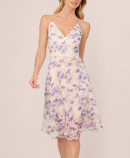 Adrianna Papell X6020 Floral Embellished-Strap A-Line Dress, Ivory Multi, US 6