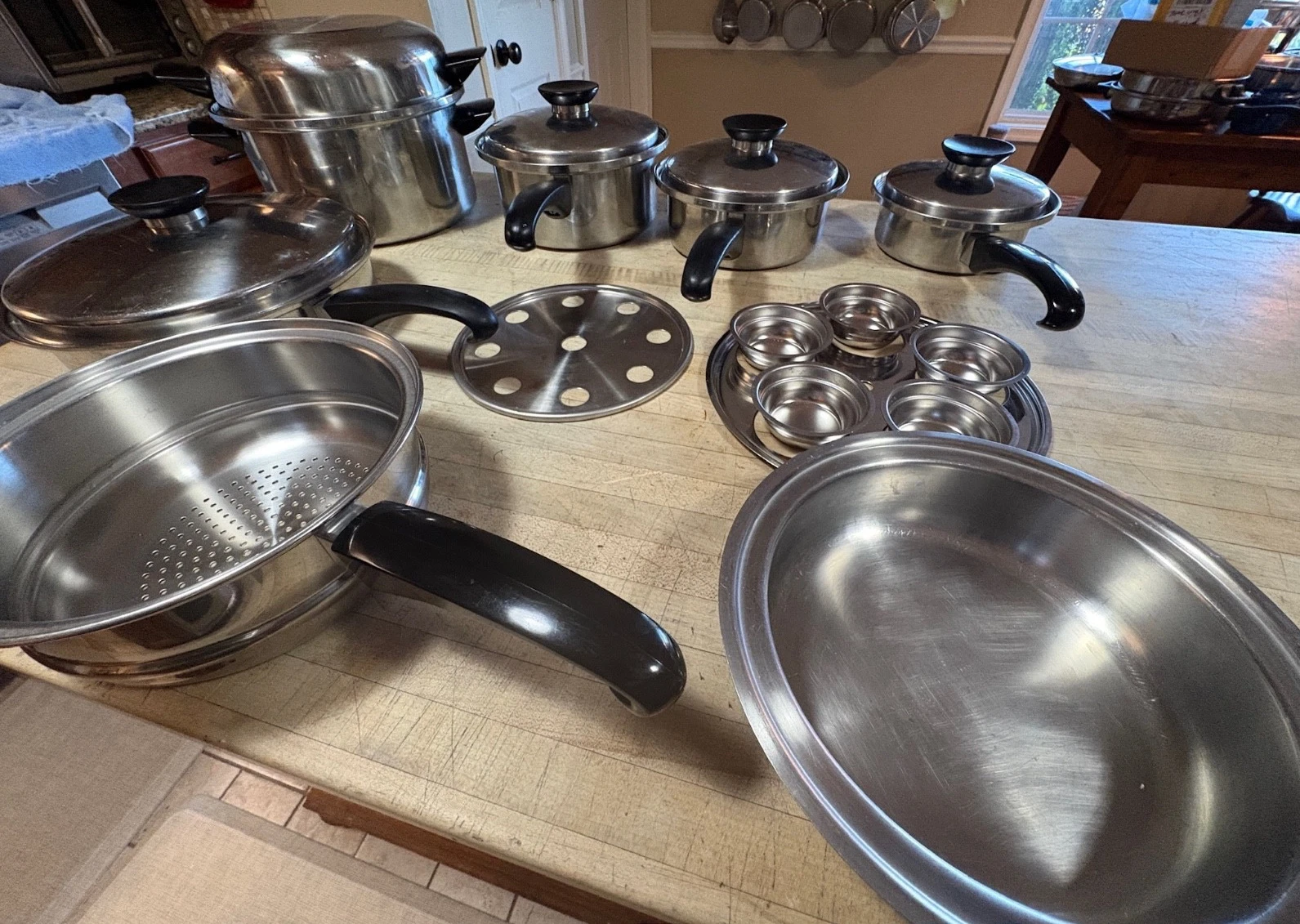Vtg 14 pcs Seal-O-Matic Thermium Multi-Plex Stainless Steel USA Set **VGUC USA
