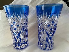 Edo Kiriko blau Kristall geschliffenes Glas Paar Set, traditioneller japanisc...
