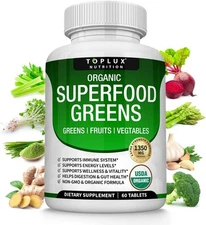 Organic Super Greens Capsules Superfood Fruit Veggie Supplement - 28 V1 
