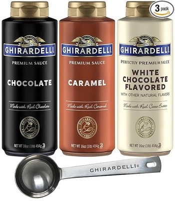 Ghirardelli Chocolate,  Caramel Sauces  & White Chocolate 16 oz (3 Pack)