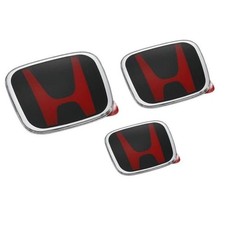 Genuine Style 3pcs Red Black Front Rear H Emblem Badge For Accord Sedan 2018-22