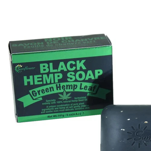 Black Hemp Soap with Shea And Cocoa Oil And Sativa 5oz Great For Inflammation - Picture 2 of 2