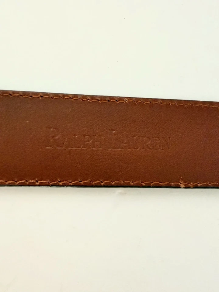 Cinturón Colección Ralph Lauren Hebilla Dorada Cuero Púrpura Etiqueta Pequeño Ecuestre Foto 4 de 4