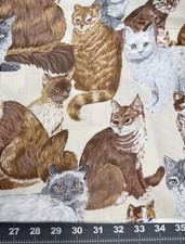 1 yard vintage cat print by VIP Cranston cotton