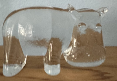Glass Hippo Kosta Boda Paperweight Swedish Glasworks Bertil Vallien Zoo Series