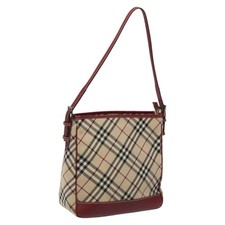 BURBERRY Nova Check Blue Label Shoulder Bag Canvas Beige Auth EC388