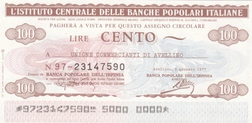 100 Lire Istituto Generale delle Banche Popolari Italiane - 1977 - New - Avelin