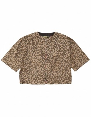 BLANCHA Womens Bolero Jacket IT 42 Medium Beige Animal Print Polyester BL05