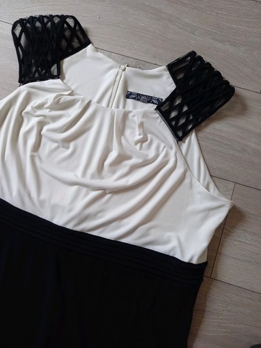 Joanna Hope Black & White Stretch Flared Dress Smart Occasion Evening UK26 - Picture 15 of 19