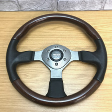 Genuine Momo Fighter Zebrano 350mm, leather wood steering wheel. Dated 1997.  7D