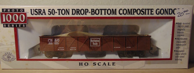 Proto 1000 CB&Q USRA 50 Ton Drop-Bottom Composite Gondola #188078